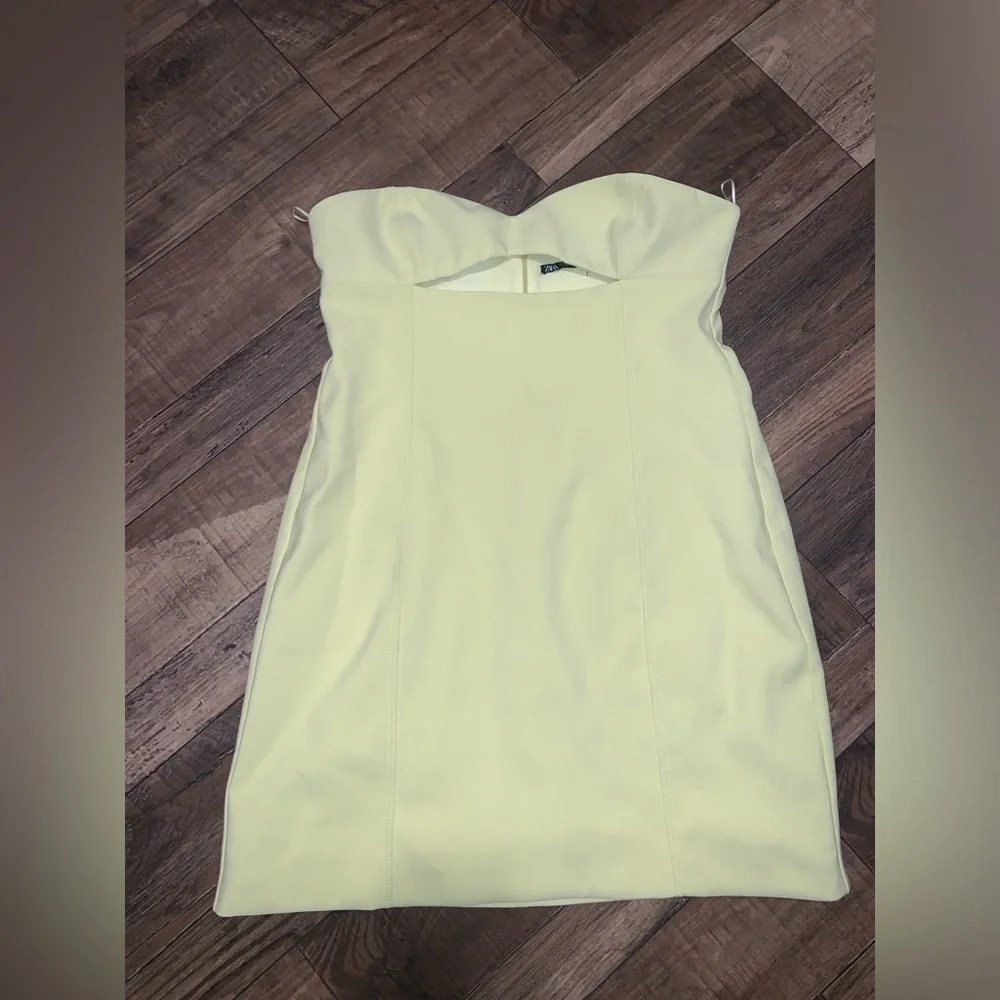 Zara cutout strapless spring yellow cocktail formal dress XL NWOT blogger fav!! - Picture 9 of 9